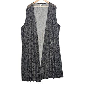 Lularoe‎ Womens Plus Size 2X Floral Joy Longline Sleeveless Cardigan